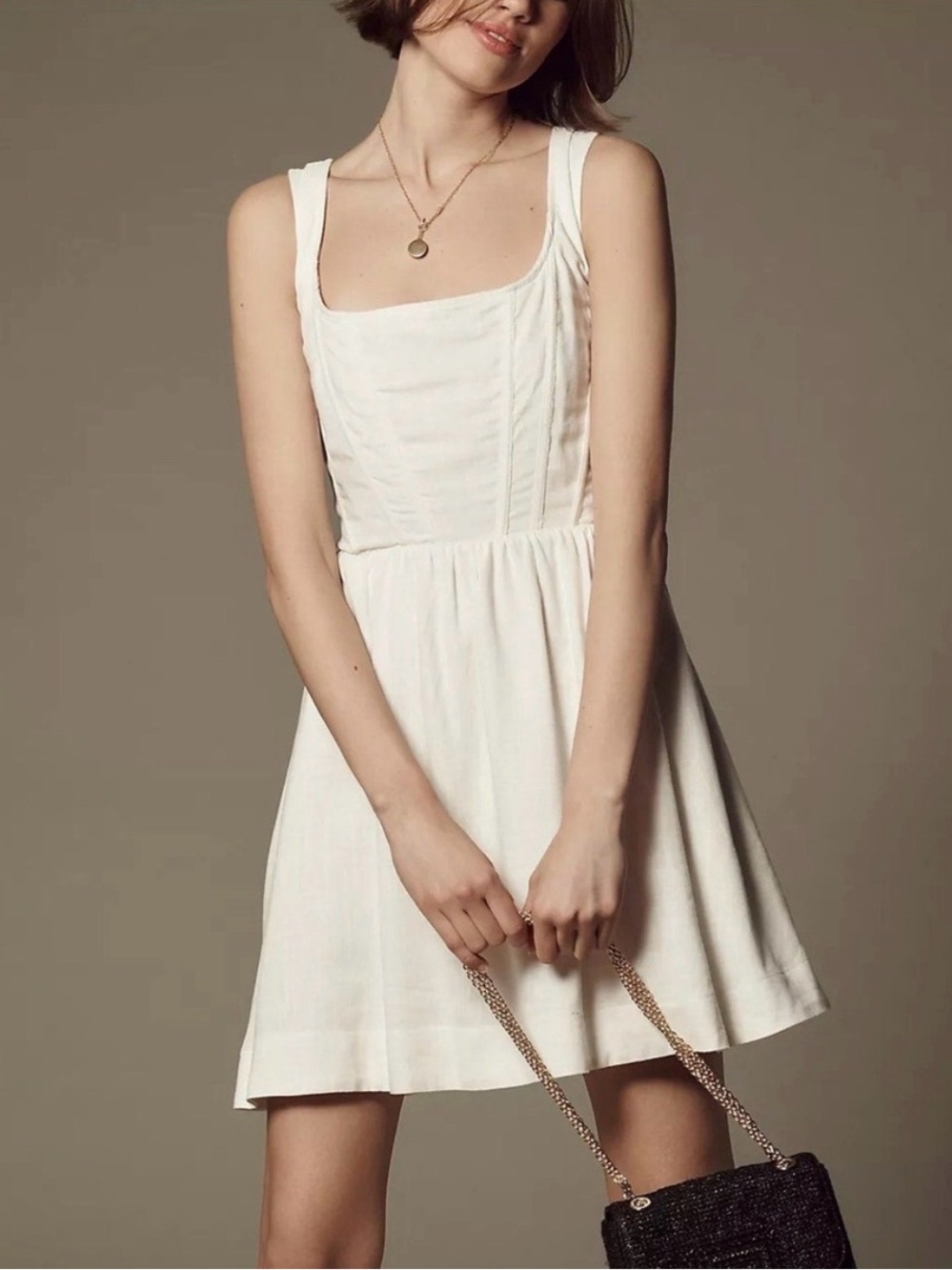 Anthropologie Dress Aureta Studio NWT Corset Linen Blend Minidress Medium